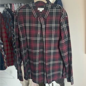 Orvis Men's Black and Red Plaid Button Down Shirt